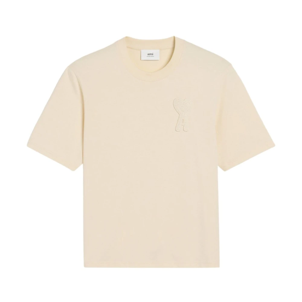 Ami Paris Crew Neck Monogram T-shirts en Polos White Heren