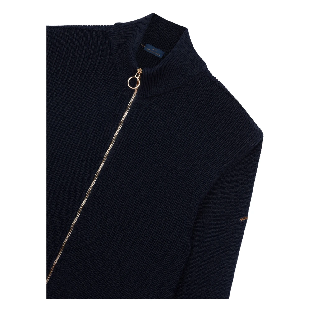 PAUL & SHARK Maan Badge Wol Zip Trui Blue Heren
