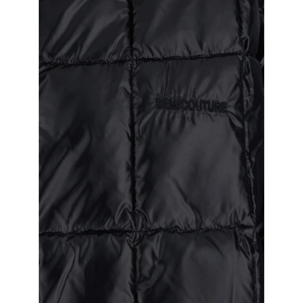 Semicouture Zwarte Puffer Cropped Jas Black Dames