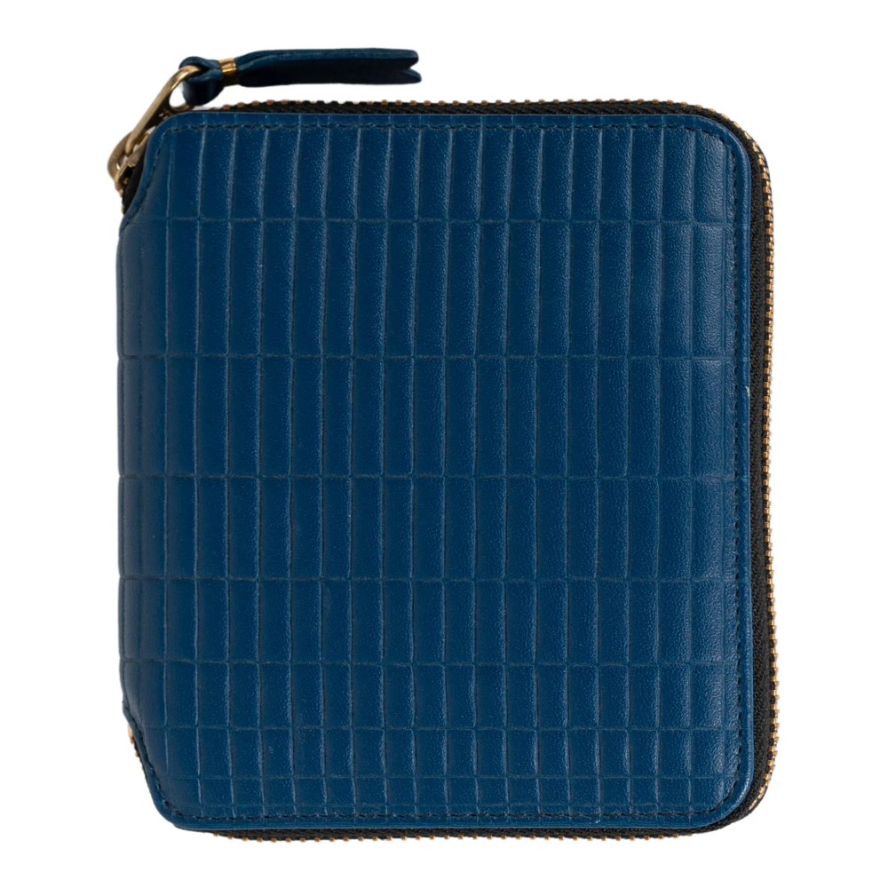 Comme des Garçons Blauwe Brick Zip Portemonnee met Kaartsleuven Blue Unisex