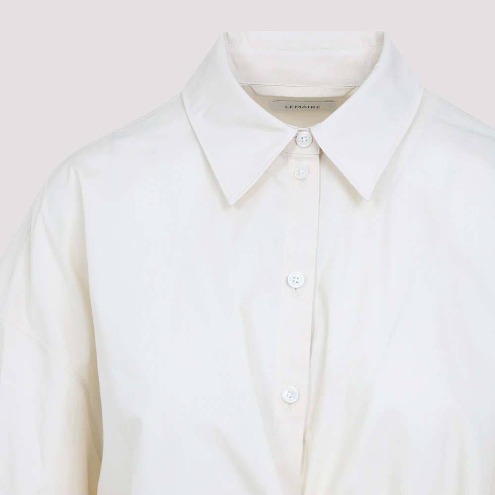Lemaire Crème Gedraaide Kraag Shirt Beige Dames