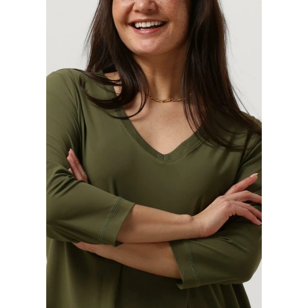 Penn&Ink N.Y Groene Midi Jurk Khaki Stijl Green Dames
