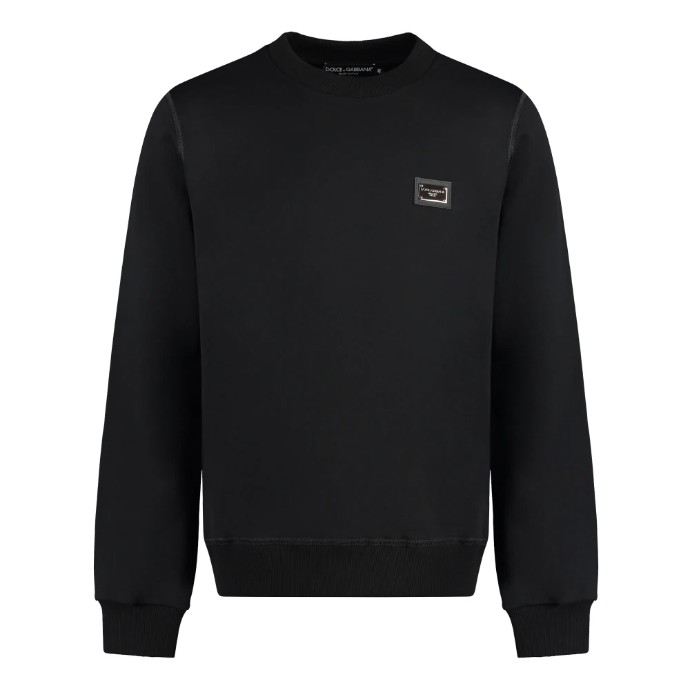Dolce & Gabbana Mannelijk Zwart Hoodies & Sweatvesten Heren, S, Katoen, Sweatshirt Met Ronde Hals