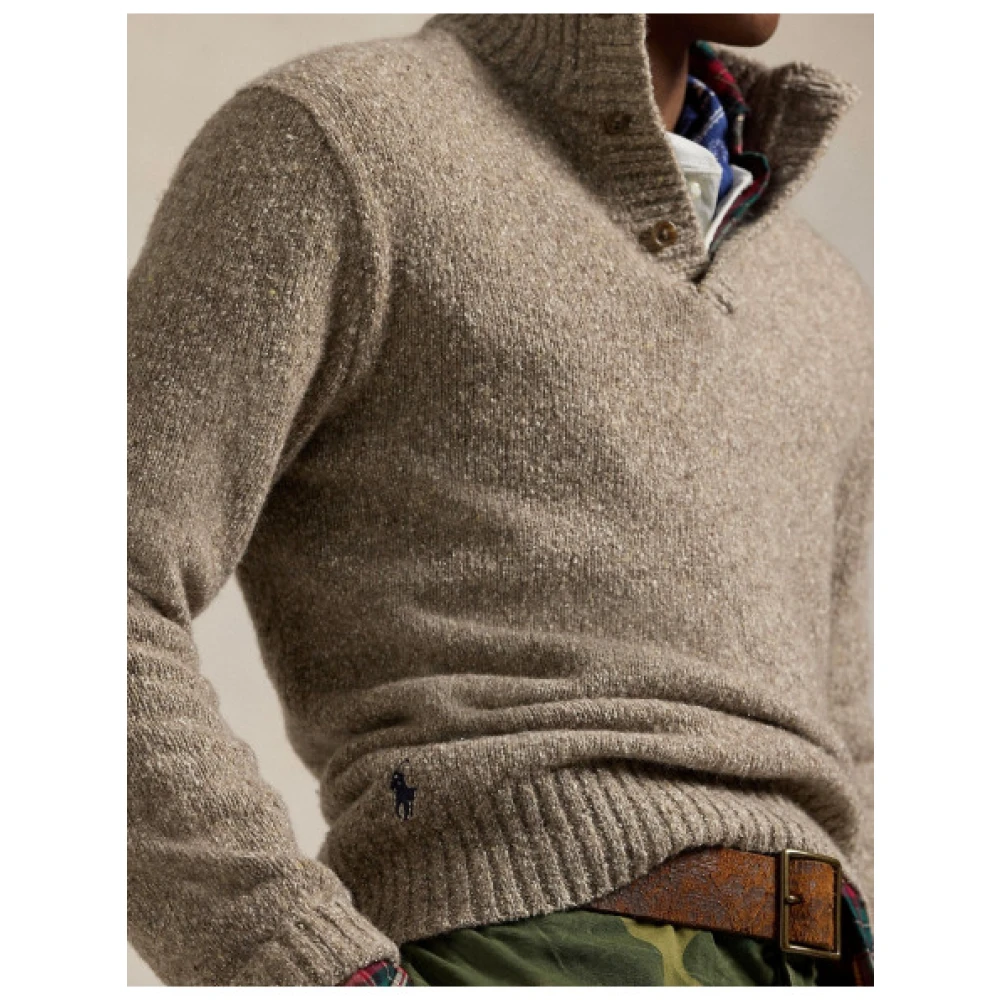 Polo Ralph Lauren Wollen Blend Knopen Coltrui Beige Heren