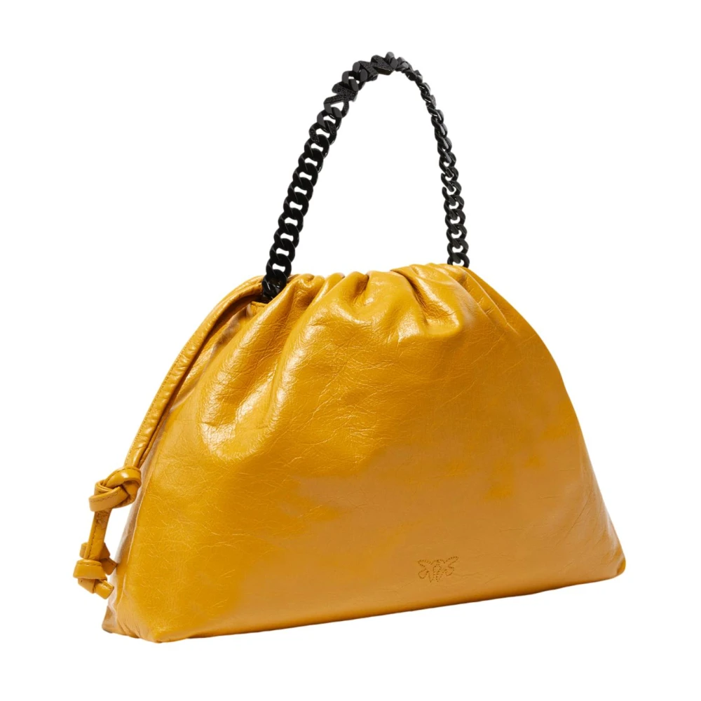 pinko Schoudertas met kettinghandvat in mosterd Yellow Dames