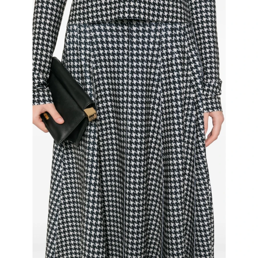 Norma Kamali Zwart Houndstooth A-Lijn Rok Black Dames