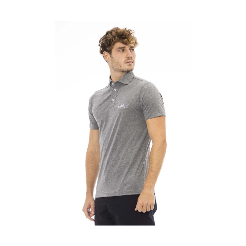 Baldinini Chique Polo van Katoen met Geborduurd Logo Gray Heren