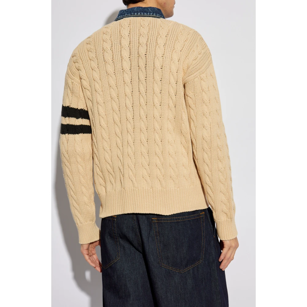 Dsquared2 Cardigan met denim inzetstukken Beige Heren
