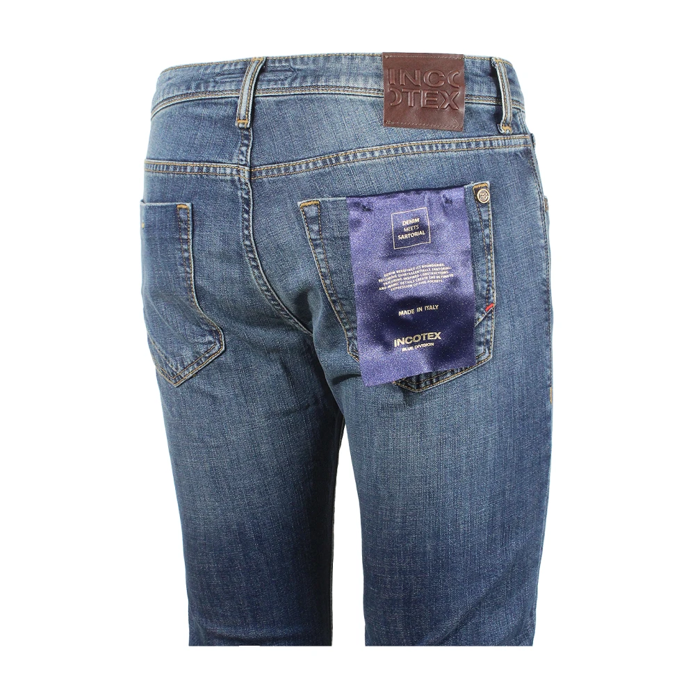 Incotex Blauwe Divisie Slim Fit Jeans Blue Heren