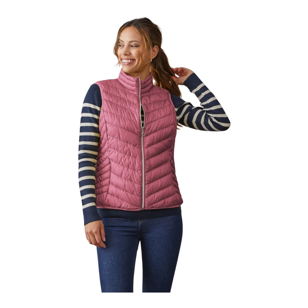 Junge Moderne Fit Donsvest met Opstaande Kraag Pink Dames