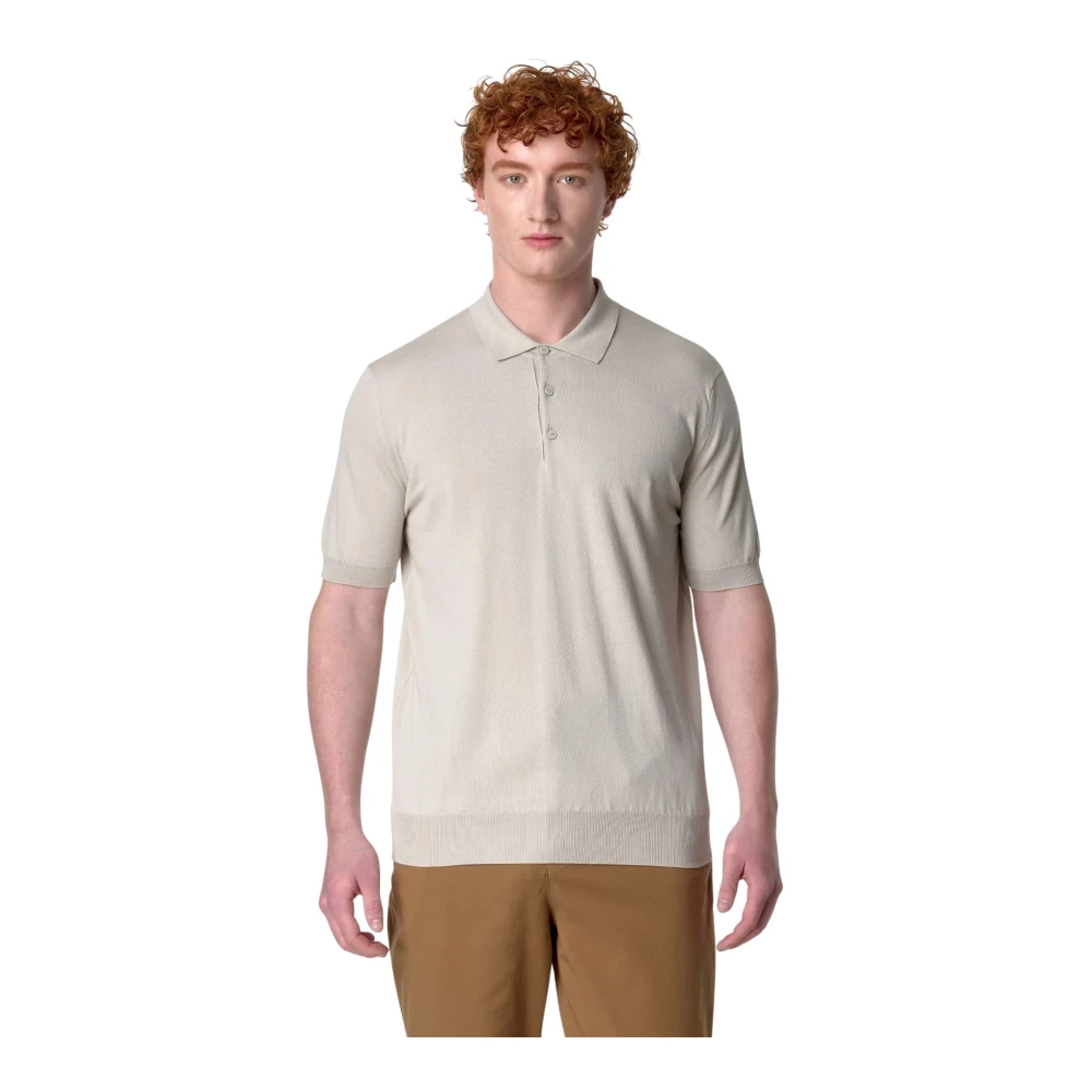 K-Way Men's Beige Polo Shirts, M, Classic Short Sleeve Polo Shirt