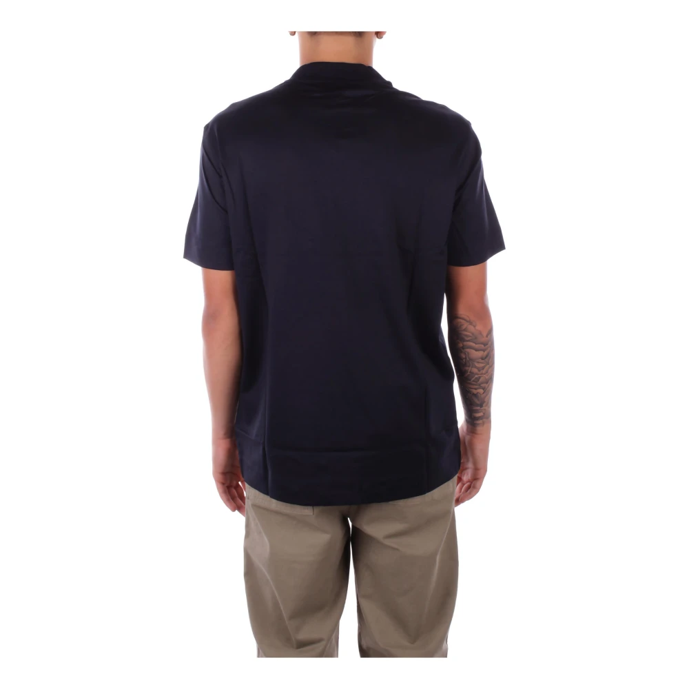 Emporio Armani Blauw Logo Front T-shirt Blue Heren