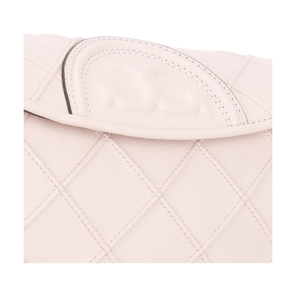 TORY BURCH Roze Leren Schoudertas met Diamantpatroon Pink Dames