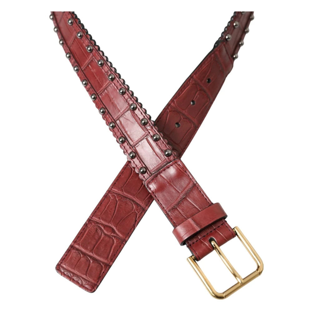 Dolce & Gabbana Alligatorleren riem met metalen gesp Brown Dames
