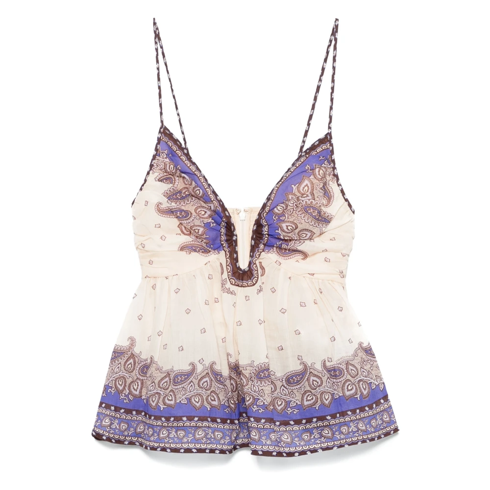Zimmermann Paarse Ramie Peplum Top Purple Dames