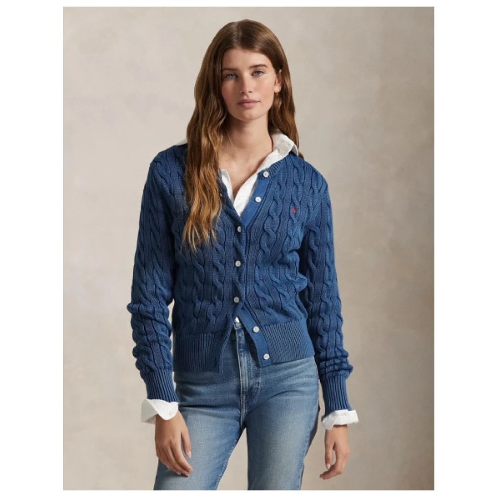 Polo Ralph Lauren Katoenen Twisted Gebreide Trui Blue Dames