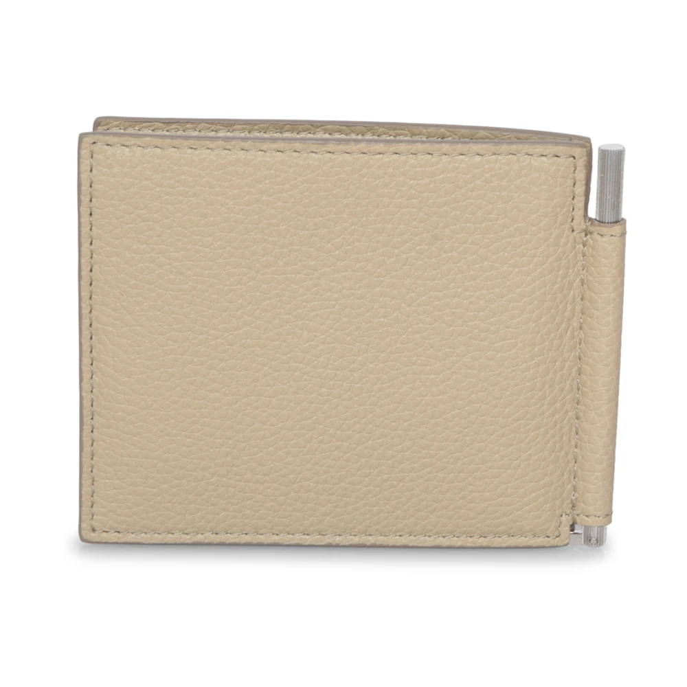 Tom Ford Portemonnee van hoogwaardig leer met geldclip Beige Heren