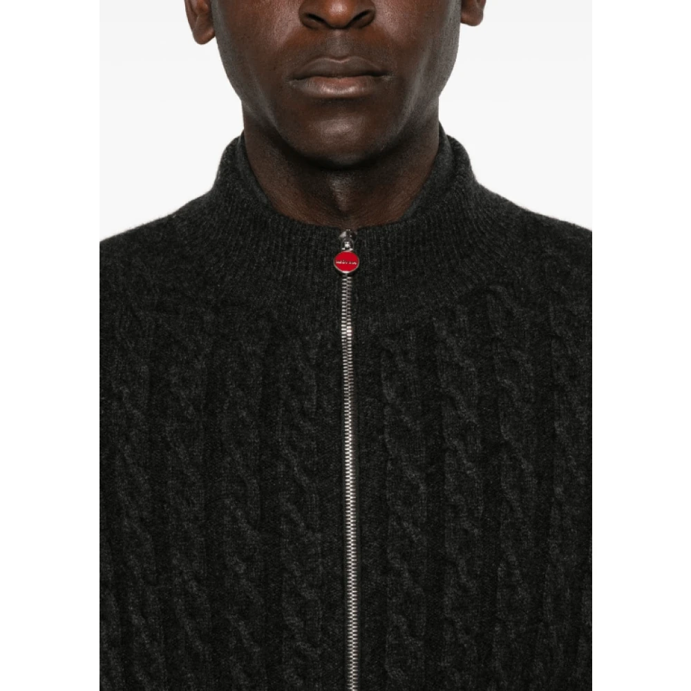 Kiton Donkergrijze Cashmere Cable-Knit Vest Gray Heren