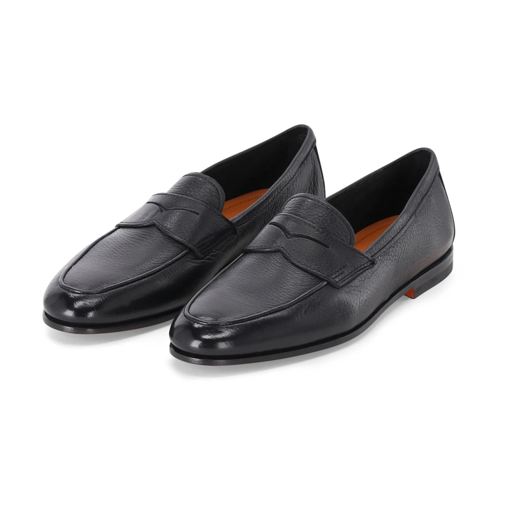 Santoni Men's Black Loafers, 9 Uk, Loafer