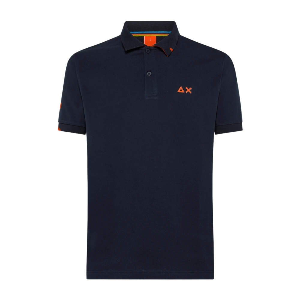 Sun68 Men's Blue Polo Shirts, S, Cotton Logo Beach Polo
