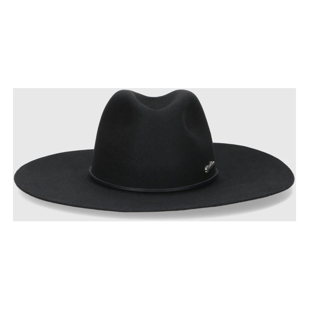 Borsalino Geborsteld Vilt Leren Hoofdband Stijlvolle Hoed Black Heren
