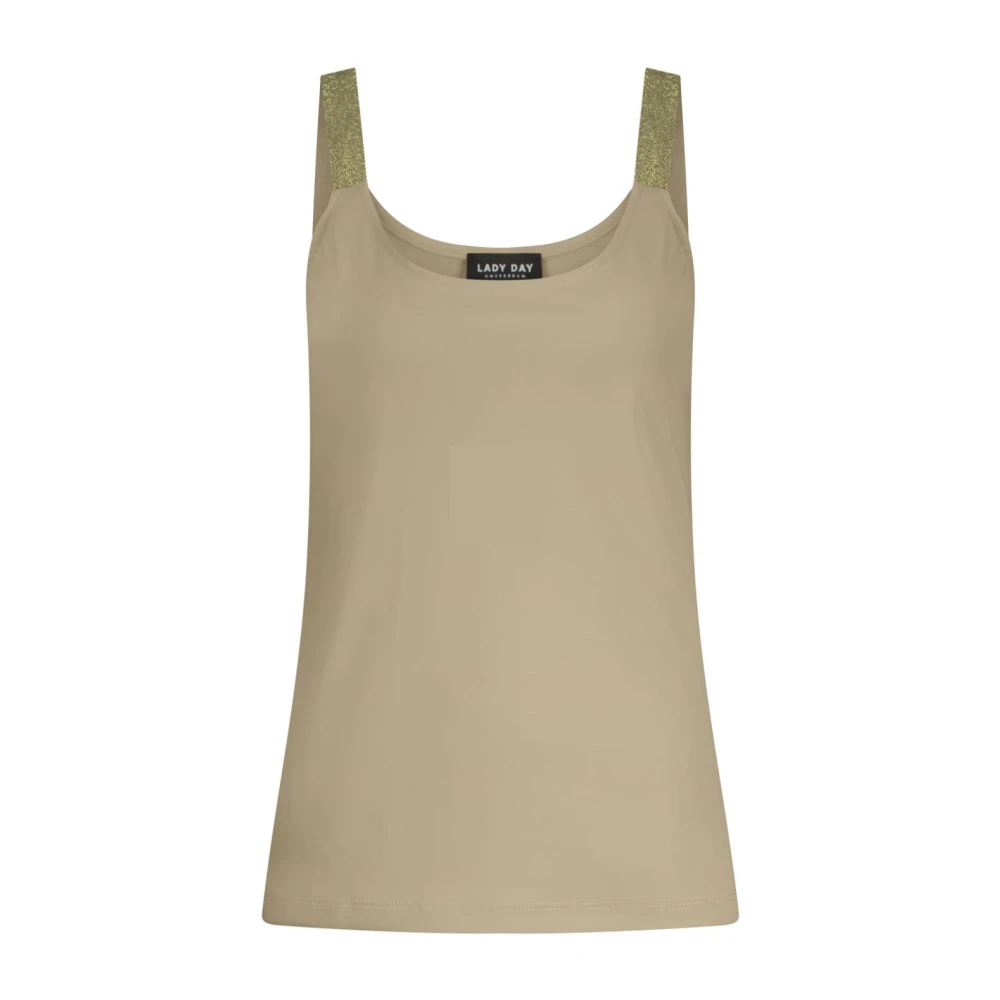 Lady Day Glitter Band Taupe Top Beige Dames