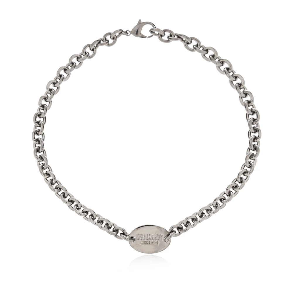 Dsquared2 Men's Gray Necklace With Logo