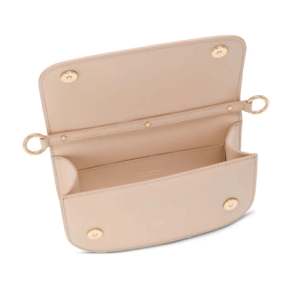 Dolce & Gabbana Roze leren schoudertas met goudkleurige hardware Pink Dames