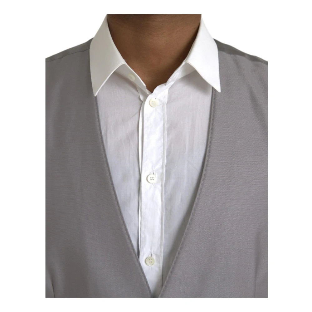 Dolce & Gabbana Grijze Wol Formele Vest Gray Heren