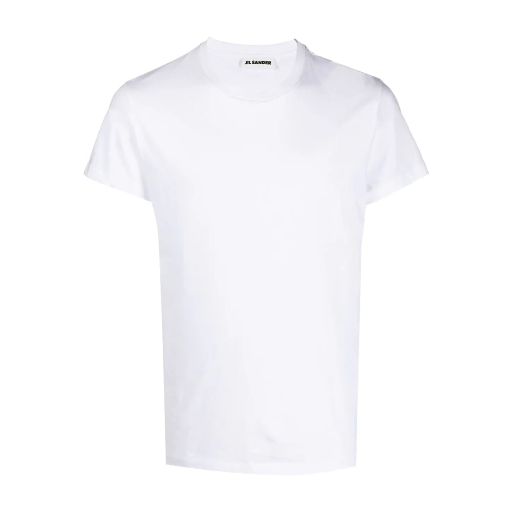 Jil Sander White T-Shirts, Male, S, Ribbed Cotton Crewneck T-Shirt