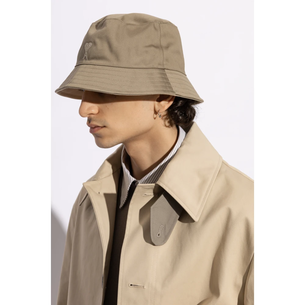 Ami Paris Hoed met logo Beige Unisex