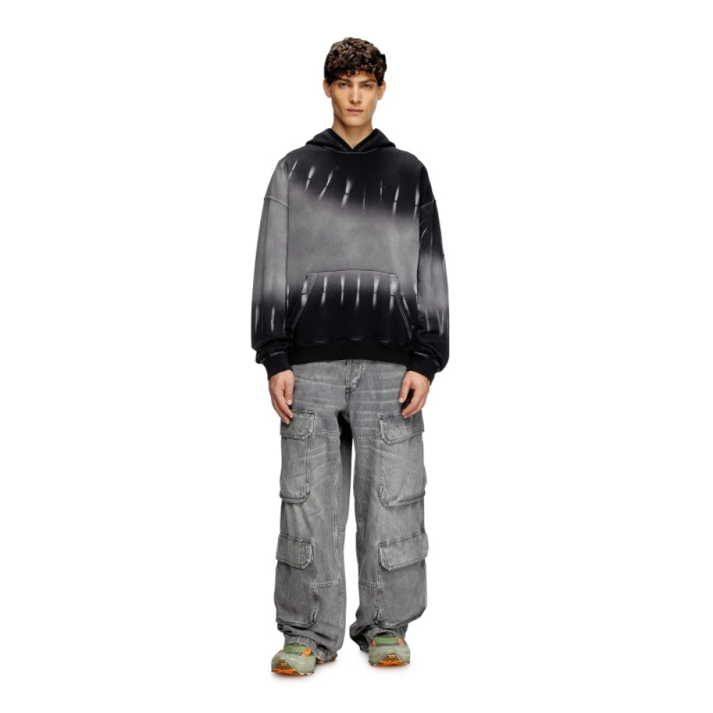 Diesel Tie-Dye hoodie met logoprint Gray Heren