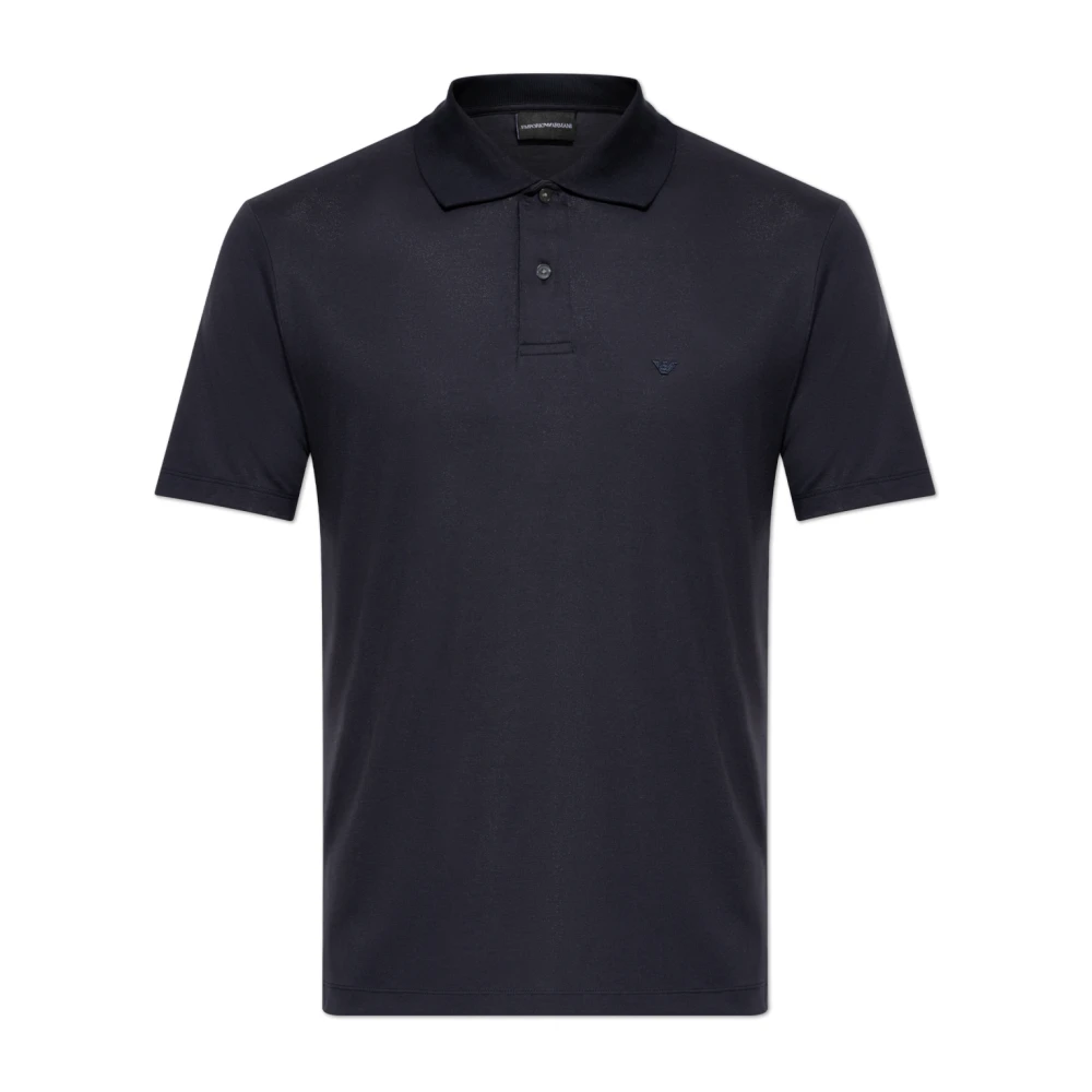 Emporio Armani Men's Blue Polo Shirts, L, Polo Shirt With Embroidered Logo