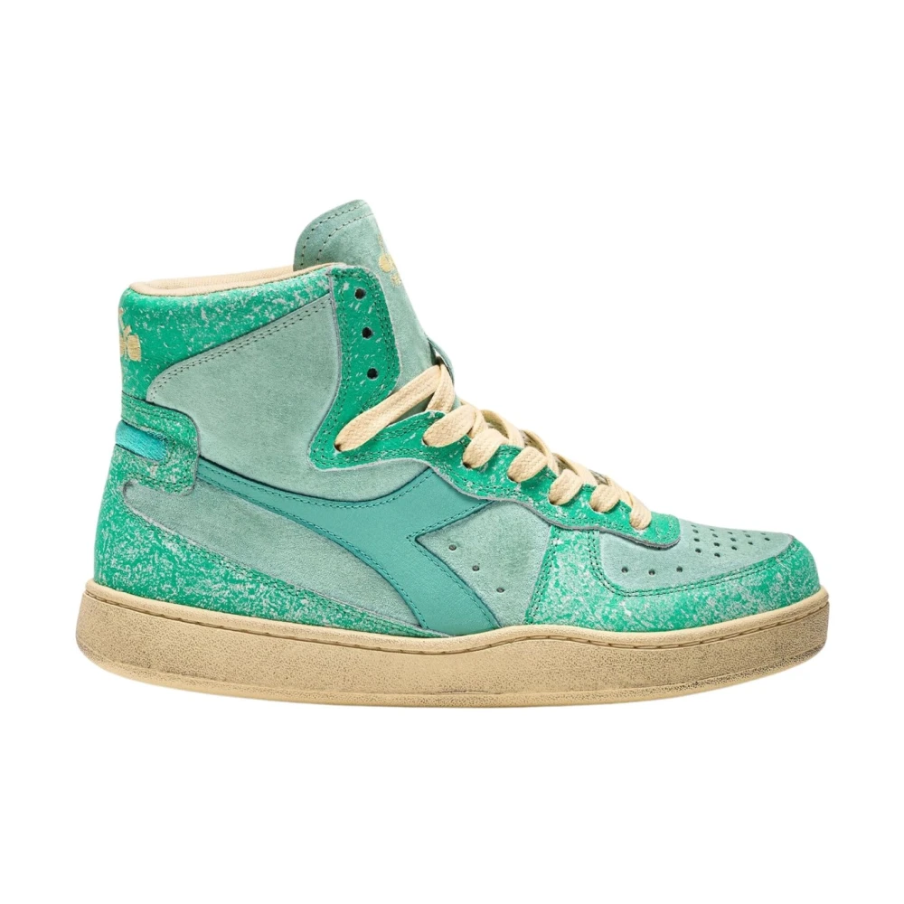Diadora Women's Green Vintage High-Top Leather Trainers - Sneakers - 5 Uk - Shoes