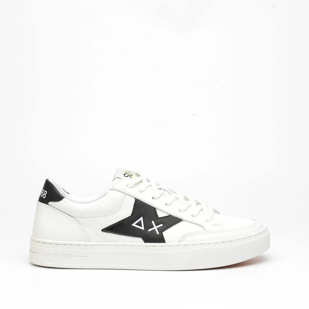 Sun68 Leren Sneakers Wit en Zwart White Heren