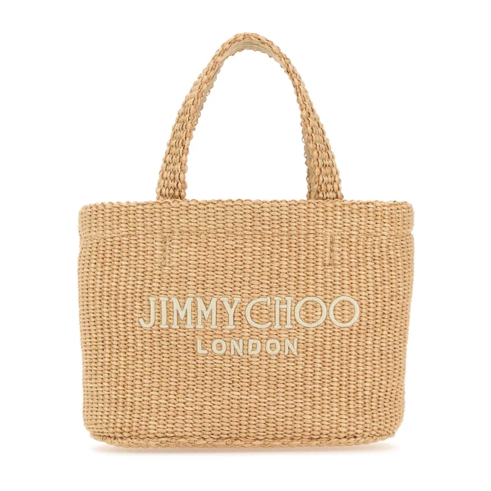 Jimmy Choo Mini Strandhandtas in Beige Raffia Beige Dames