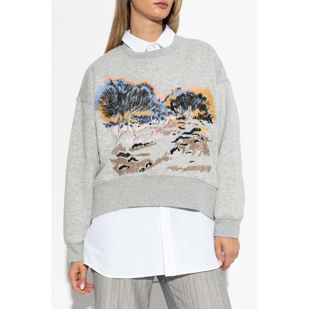 Munthe Sweatshirt met geborduurd patroon Gray Dames
