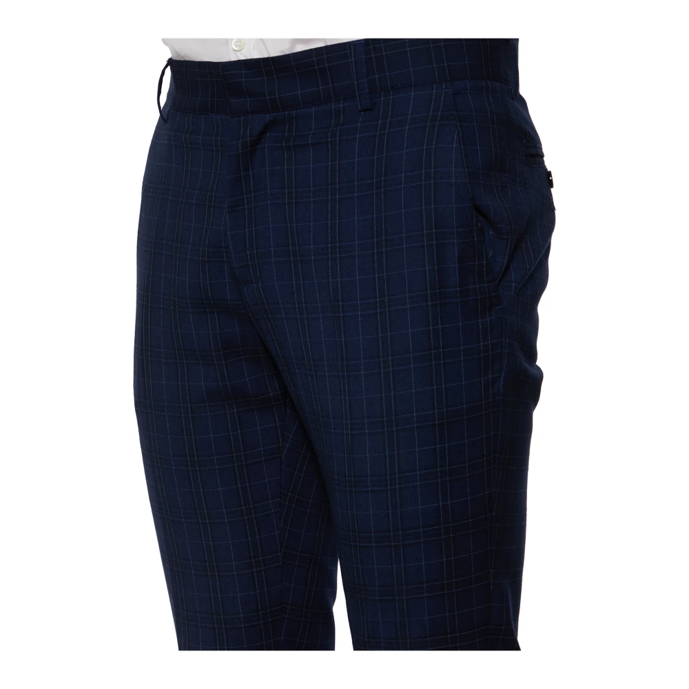 Daniele Alessandrini Slim Geruite Broek Blue Heren