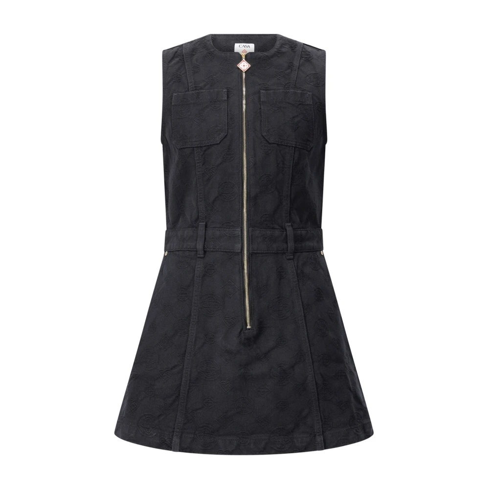 Casablanca Women's Black Short Dresses, 2XS, Denim Mini Dress