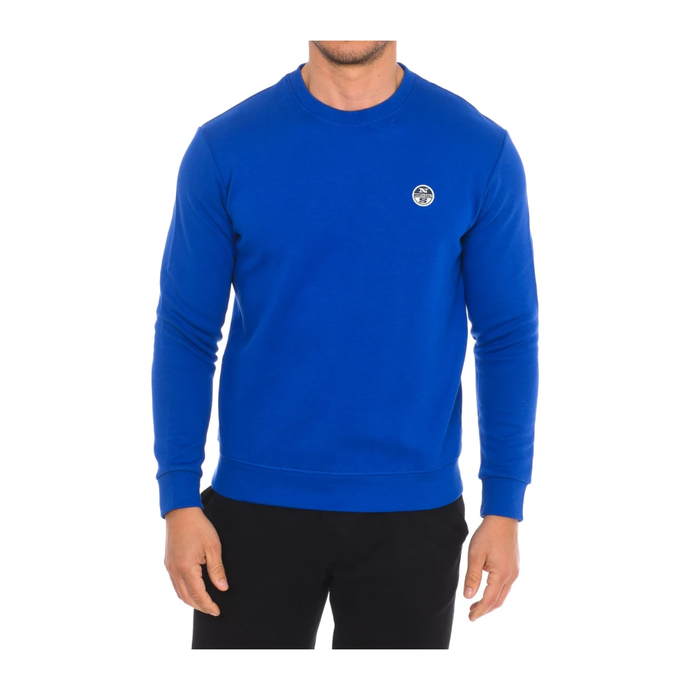 North Sails Men's Blue Ribbed Crewneck Sweatshirt