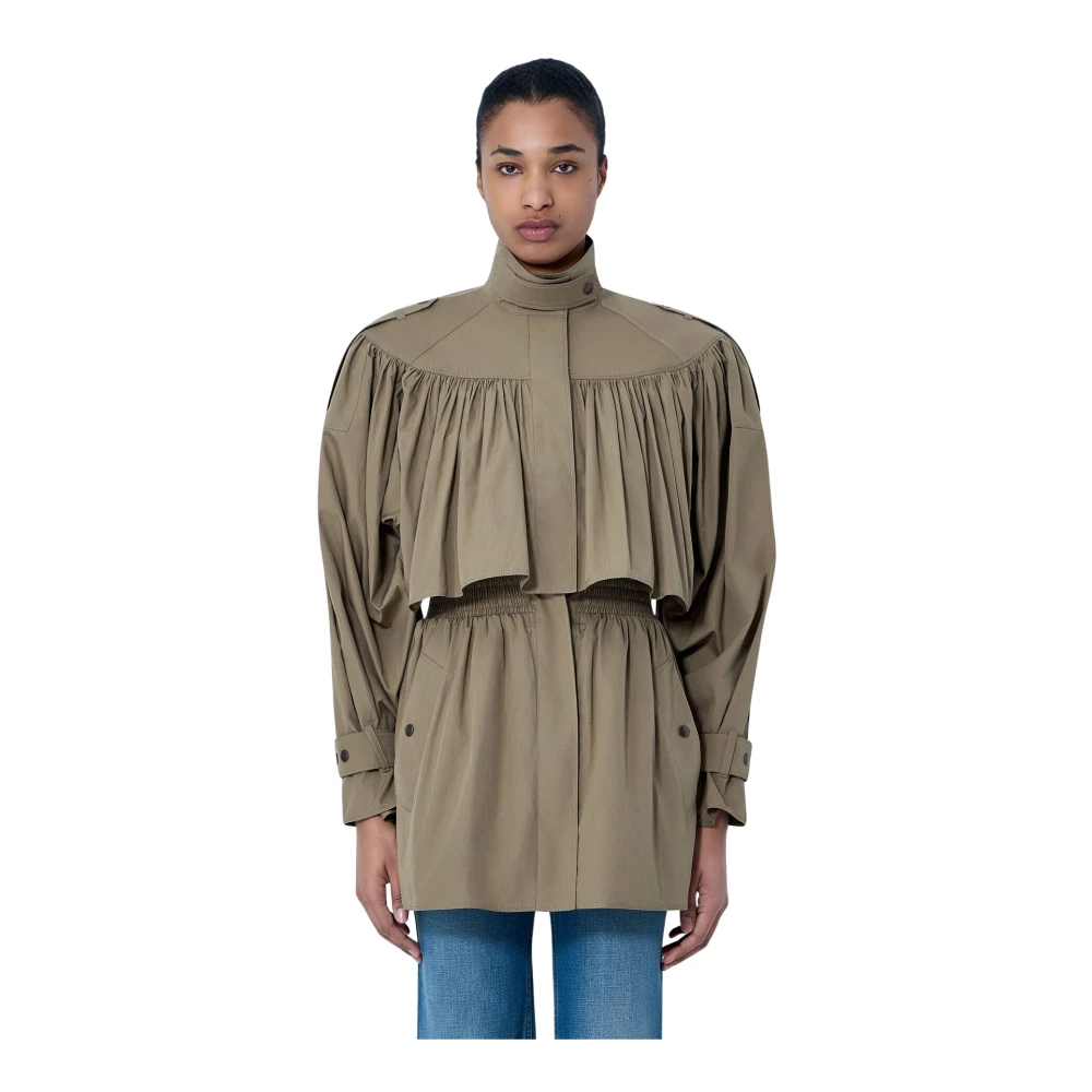 Chloé Women's Green Gathered High-Collar Jacket - Light Jackets - Xs - Jackets