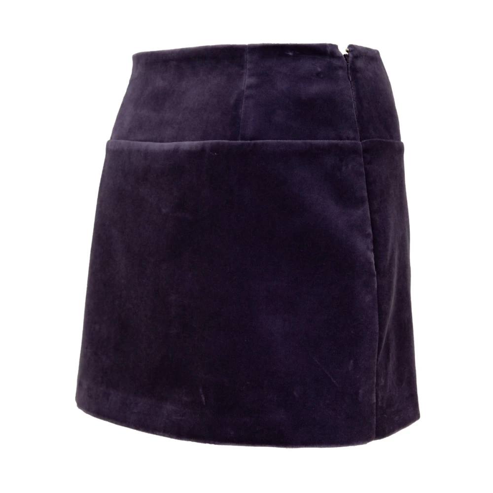 Elisabetta Franchi Gouden Knoop Korte Rok met Bedel Purple Dames