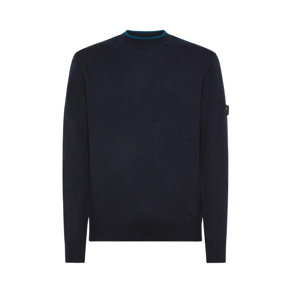 Peuterey Wollen mix gebreide trui met contrastdetails Blue Heren