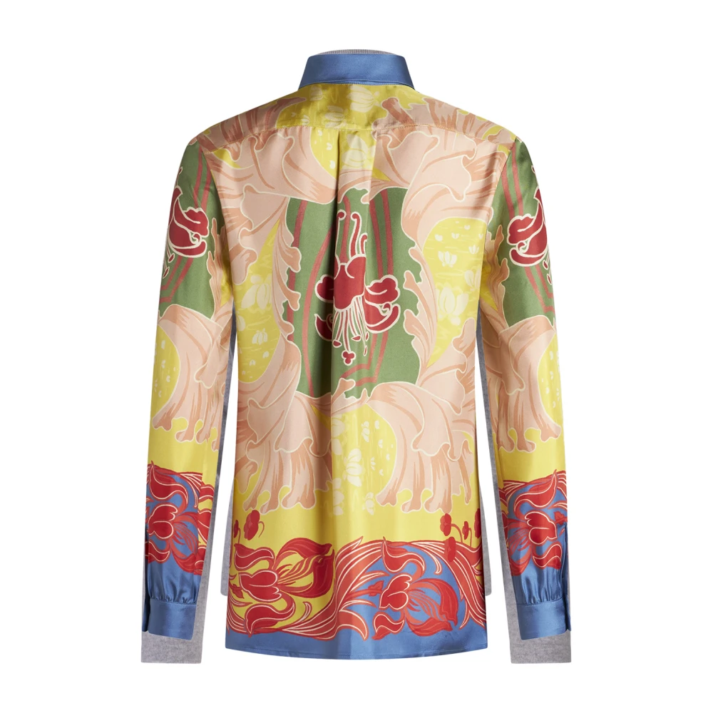 ETRO Gele Zijden Twill Shirt met Zomerprint Multicolor Dames