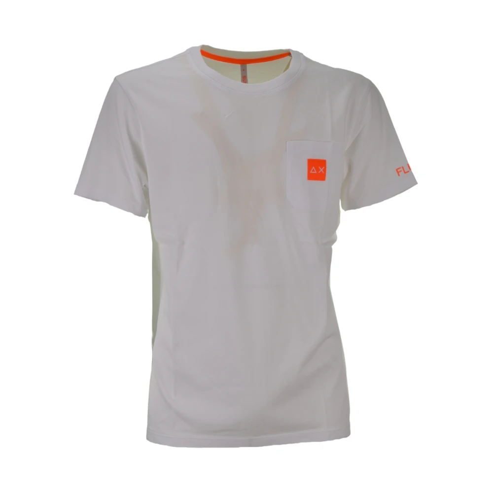Sun68 Witte Pocket Logo Fluo T-shirt White Heren