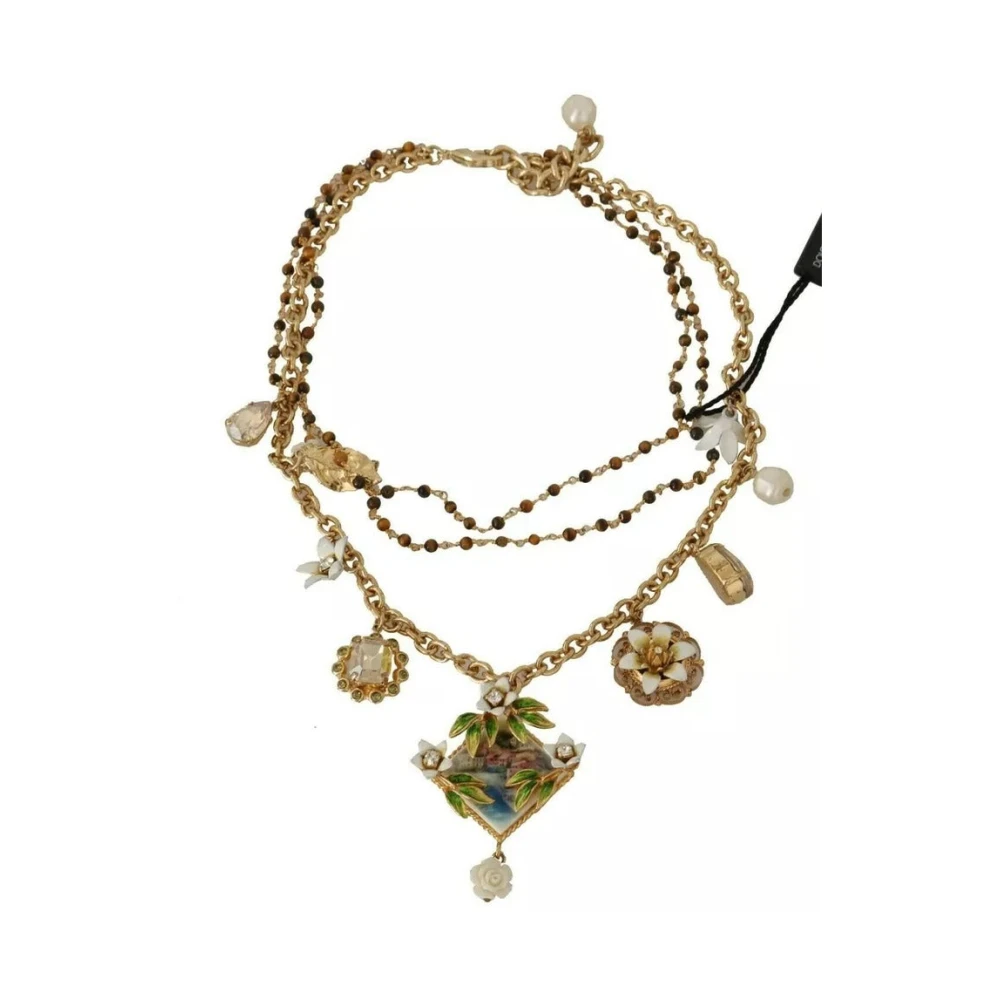 Dolce & Gabbana Donna Giallo Collana Statement Con Charms Floreali