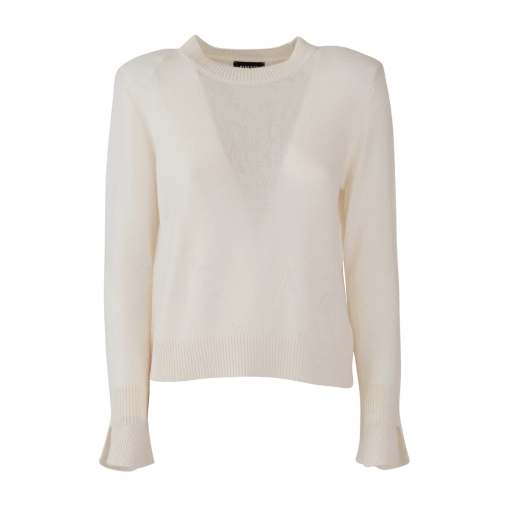 Nenette Kasjmierwoltrui Hoge Hals Gewatteerd Beige Dames