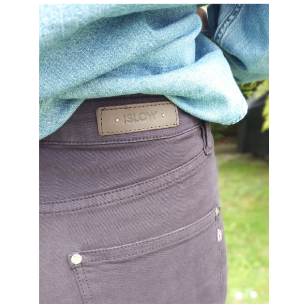 Islow Malo Slim Hoge Taille Katoenen Broek Purple Dames
