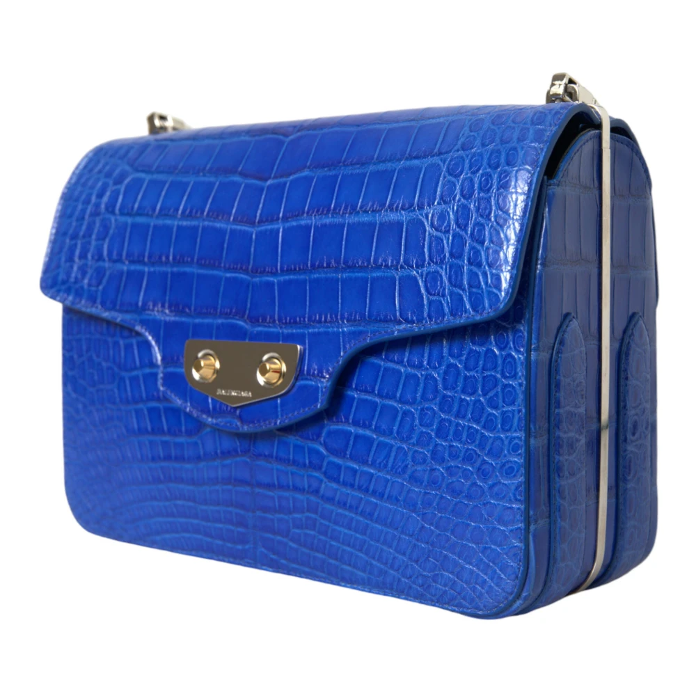 Balenciaga Chique Schoudertas met Alligator Ketting Blue Dames