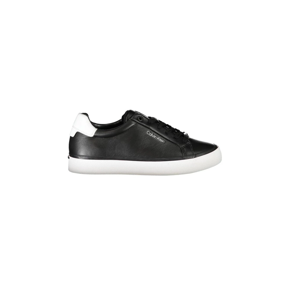 Calvin Klein, Sneakers, female, Black, 8 UK, Leather Sneaker with Contrast Details and Logo Print